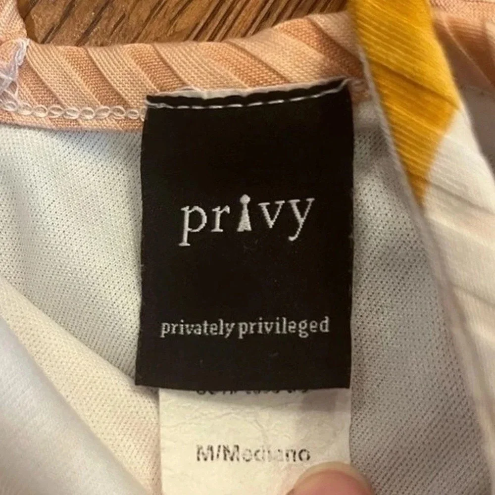 Privy Striped Bodycon Mini Dress Orange‎ Peach Cutout V-Neck Ribbed Size M